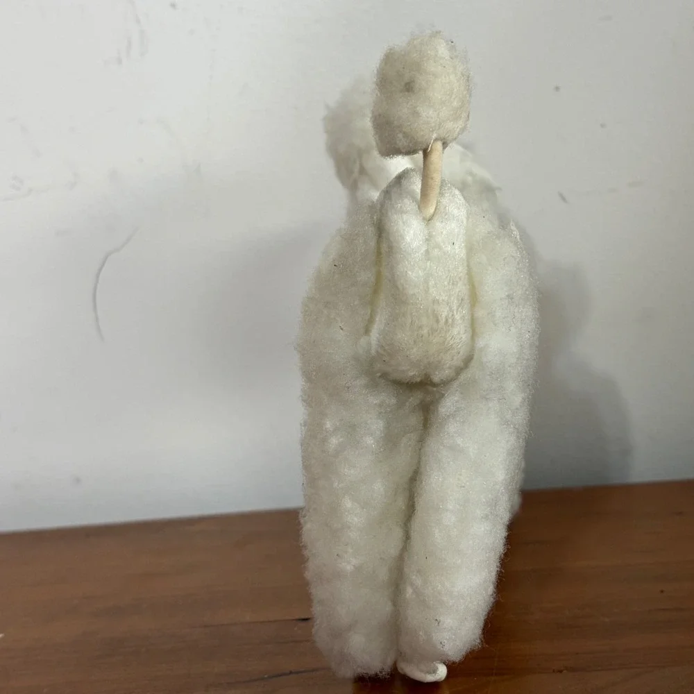 Vintage Mattel Barbie White Poodle Dog Prince Flocked Toy with Pink Bowl 1980s